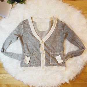 V:: ROOM Luxury Grey & Cream Cotton Cardigan